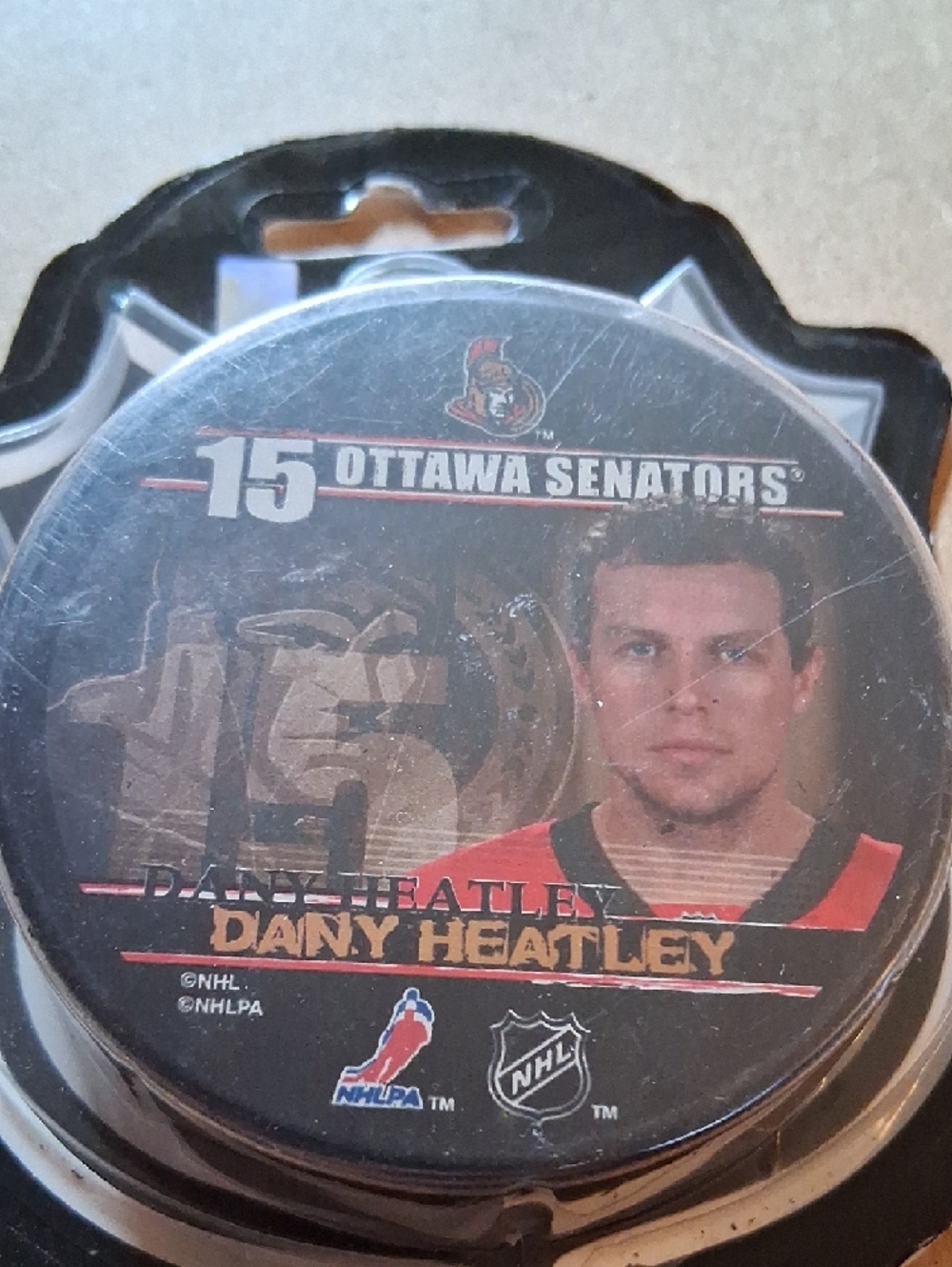 NHL Ottawa Senators Black and Red Dany Heatley Commemorative Puck NEW